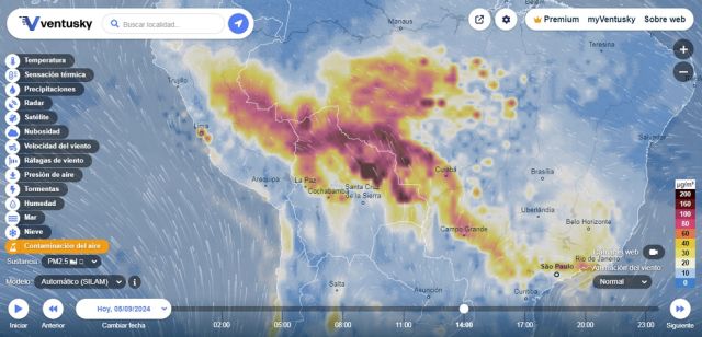 La impresionante imagen satelital de la contaminación del aire en Bolivia
