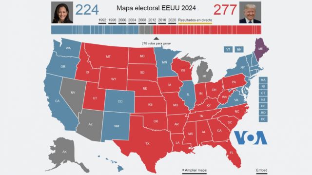 En vivo: Mapa interactivo de los resultados electorales de Estados Unidos