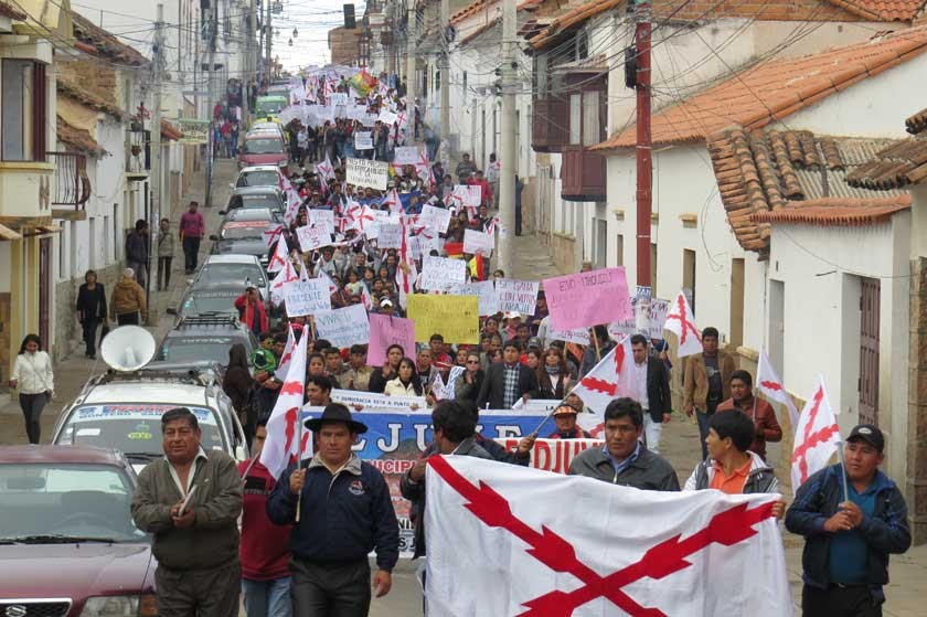 Protesta. La marcha de ayer de las organizaciones de CST. Damián Condori no participó para evitar una tergiversación