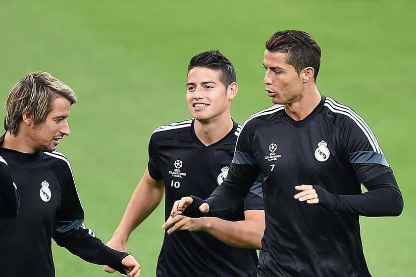 El Real Madrid, ayer, durante su entrenamiento en Italia.