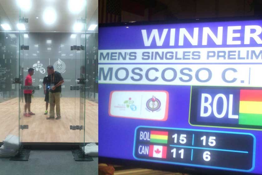 El chuquisaqueño Conrrado Moscoso durante su partido con el canadiense Coby Iwaasa, por la fase de grupos