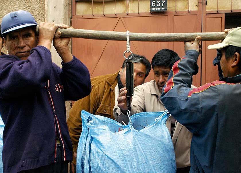 PROCESO. Productores realizan el pesaje del ají en vaina en Padilla, uno de los principales municipios productores