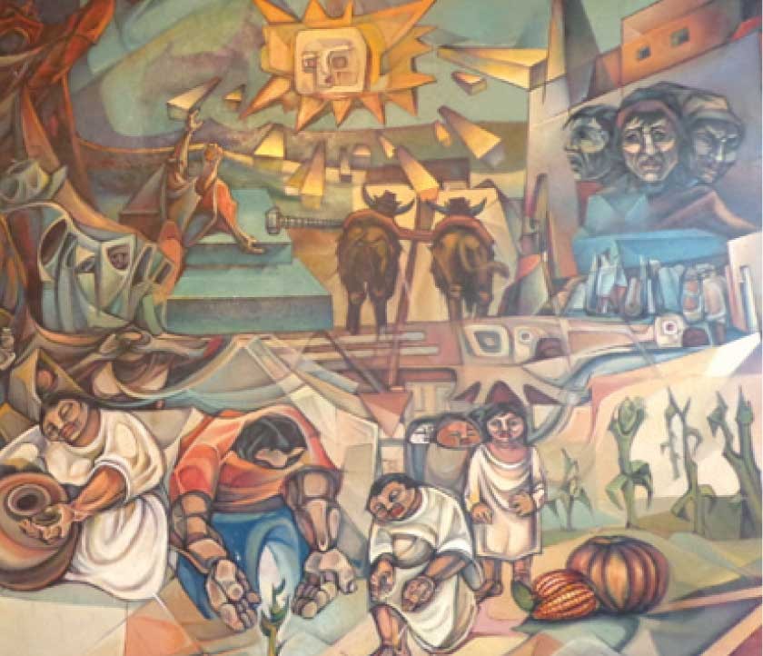 OBRA. La "Alegoría a la Autonomía" es una serie de cuadros murales del artista chuquisaqueño Sixto Sandoval