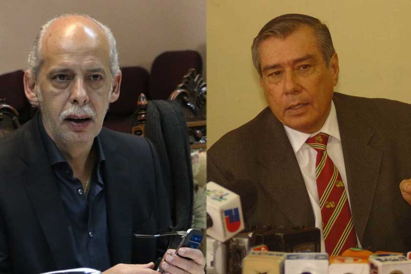 El ex presidente de la FBF, Carlos Chávez (i), y el anterior tesorero de la CONMEBOL, Rómer Osuna, son acusados