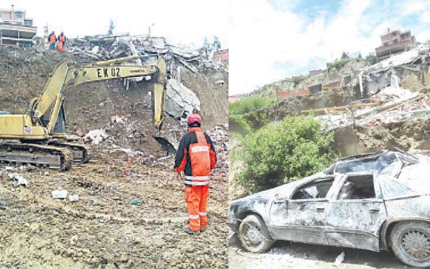 DESLIZAMIENTO. Los equipos de rescate evacuaron a tiempo a las 29 personas de las viviendas afectadas.