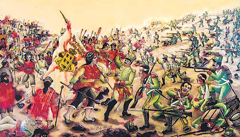 RÉPLICA. El cuadro de la Batalla de las Carretas o Cumpati que atesora la Casa de la Libertad de Sucre.