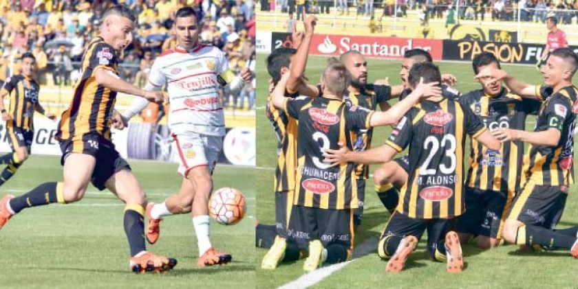 El capitán de The Strongest, Pablo Escobar, abrió el camino del triunfo para los atigrados ayer, sobre el Trujillanos