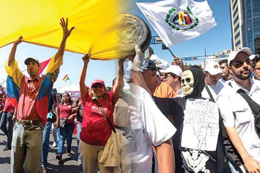 PROTESTAS. Los seguidores del presidente Nicolás Maduro y sus detractores tomaron ayer las calles de la capital