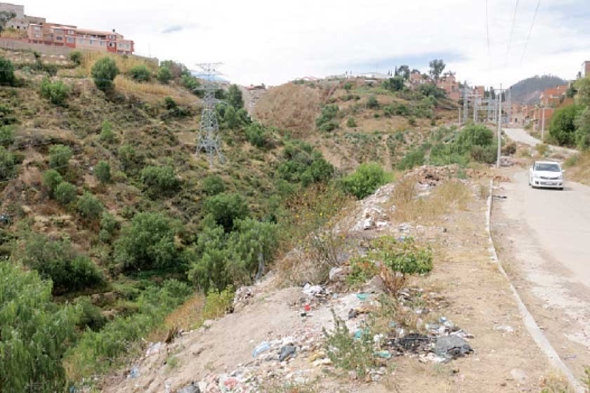 BARRANCO. Vista de un sector de la calle Laguna, donde diariamente se acumulan basurales que incomodan a los vecinos.