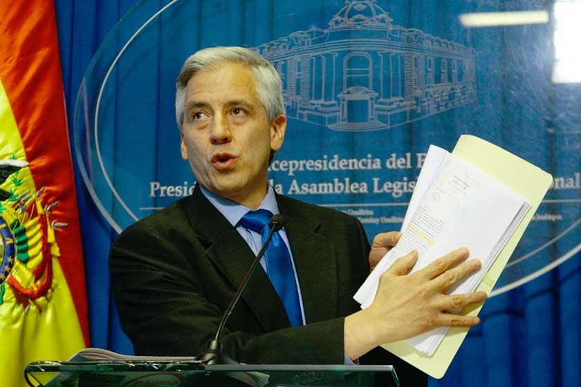 PRONUNCIAMIENTO. El vicepresidente Álvaro García Linera anunció una investigación a las personas vinculadas con el caso.