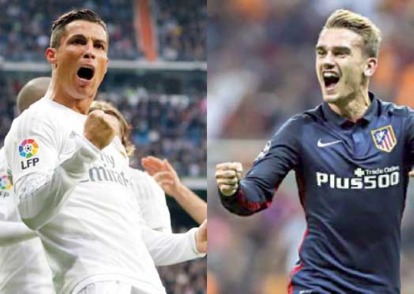 Cristiano Ronaldo (i) del Real Madrid y Antoine Griezmann (d) del Atlético, las cartas de gol para la final.