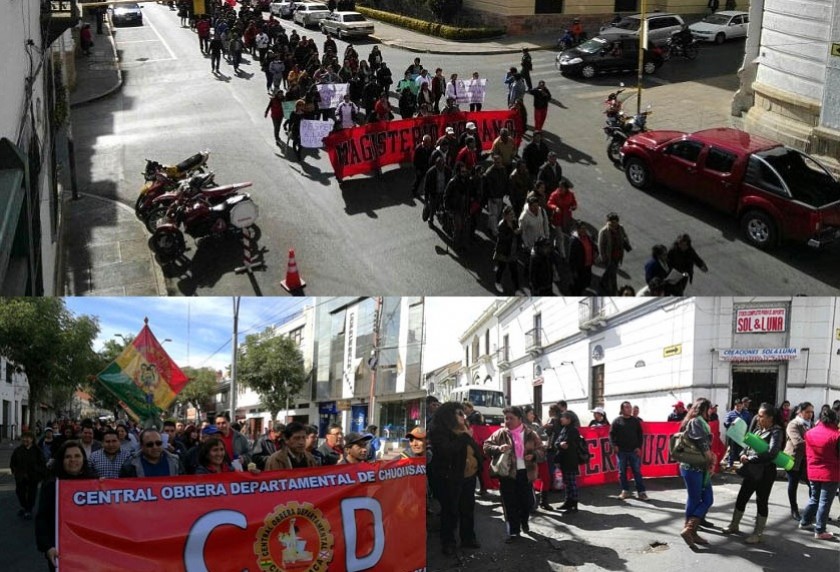 La marcha de la COD concluyó con el bloqueo de calles del centro de la ciudad. Fotos: CORREO DEL SUR