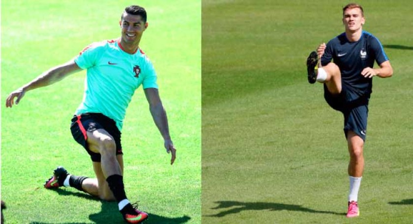 El portugués Cristiano Ronaldo (i) y el francés Antoine Griezmann son las figuras de sus respectivas selecciones