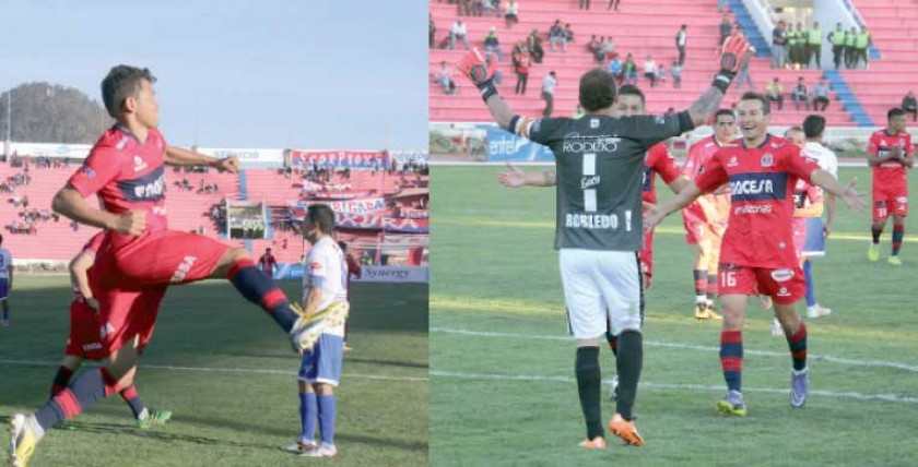 Marcelo Gomes, con dos goles, destacó en el tiempo reglamentario; al lado, Marcelo Robledo, héroe de Universitario