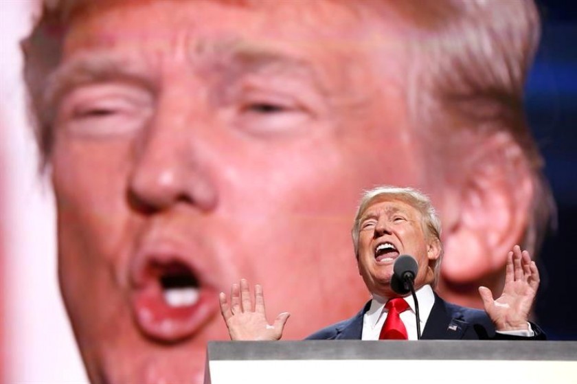 El candidato republicano a la presidencia, Donald Trump, durante el día de cierre de la Convención Republicana. EFE