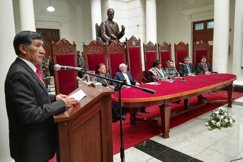 ACTO. El presidente del Tribunal Supremo de Justicia, Pastor Mamani, presentó su informe público del primer semestre