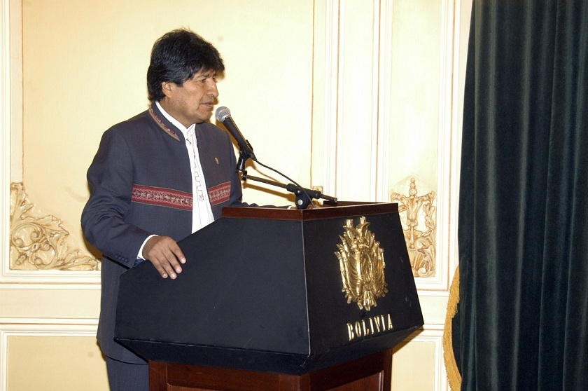 Evo Morales durante un acto esta mañana en La Paz. Foto: ABI