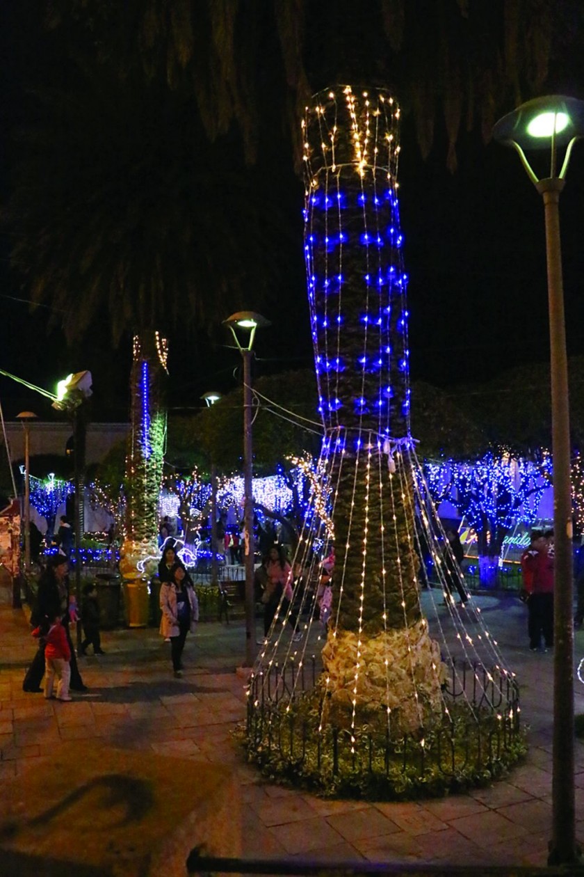 ILUMINACIÓN. Así lucía anoche la plaza 25 de Mayo, ya decorada por Navidad.