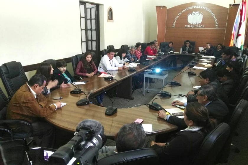 La audiencia esta mañana en la Brigada de Asambleístas de Chuquisaca. Foto: Héctor López