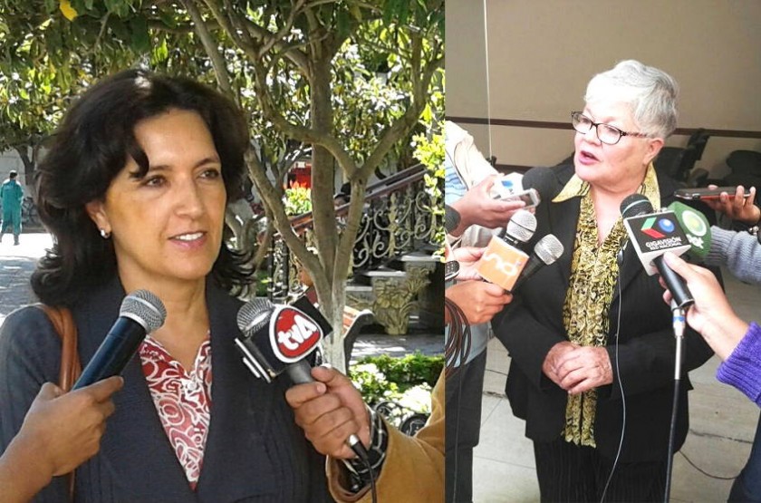 Isabel Moreno nueva presidenta de Conalab y Silvia Salame (d) del Colegio de Abogados de Chuquisaca.