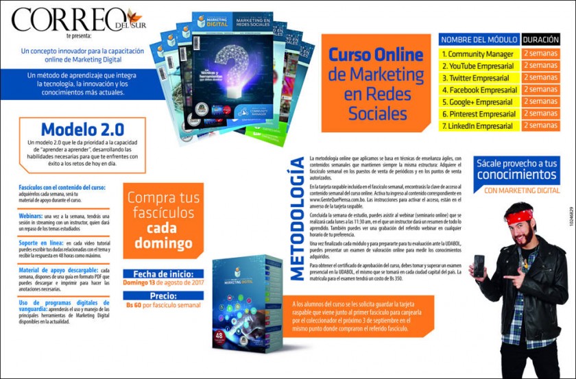 EL CURSO. Cada domingo se distribuirá un fascículo con el que el usurio podrá capacitarse en el uso de las redes...