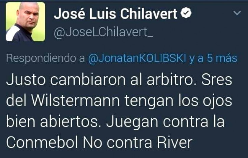 El ex arquero de la selección paraguaya José Luis Chilavert tuiteo sobre el árbitro de mañana. Foto: Captura