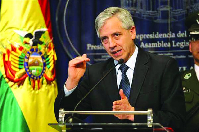 AUTORIDAD. El vicepresidente Álvaro García Linera, en una aparición pública reciente en La Paz, sede de Gobierno.