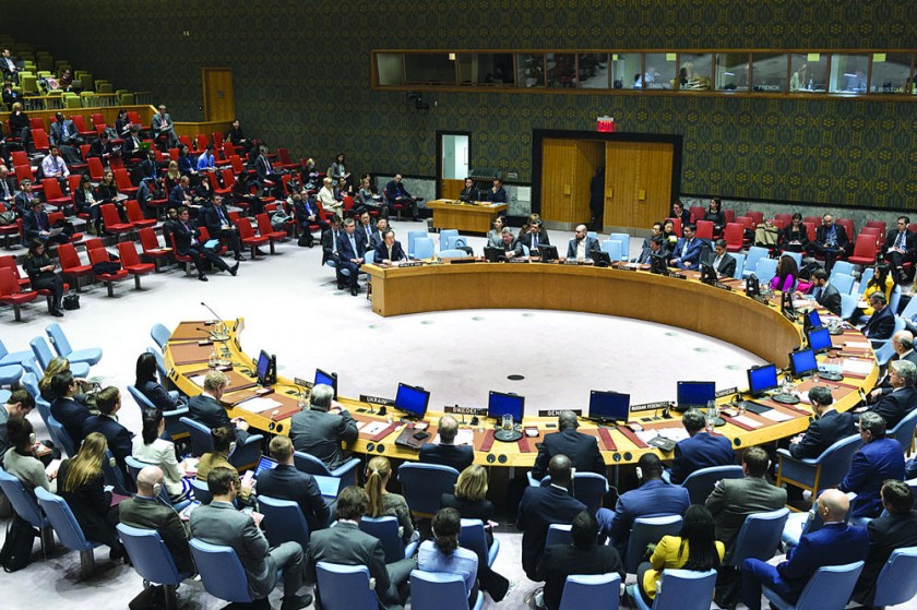 VOTACIÓN. Fotografía cedida por las Naciones Unidas del pleno del Consejo de Seguridad de la ONU durante una de sus...