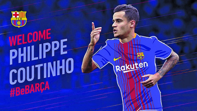 El cuadro azulgrana dio ayer la bienvenida al jugador brasileño Philippe Coutinho, a través de sus redes sociales.