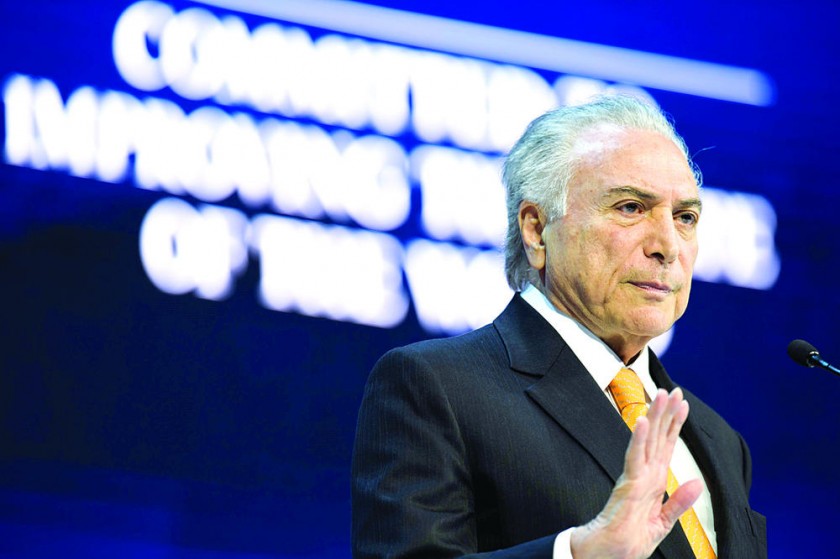 PRESIDENTE. Michel Temer, durante su intervención en la reciente edición del Foro de Davos, Suiza, la semana pasada.
