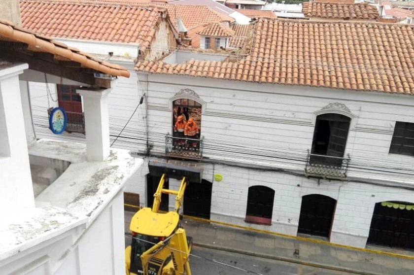 La cubierta colapsada corresponde a una parte de una vivienda de la calle Bolívar. Foto: CORREO DEL SUR