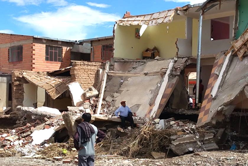 Unas 47 viviendas fueron derribadas por el río en Tupiza. Es uno de los lugares decalrados en desastre. CORREO DEL SUR