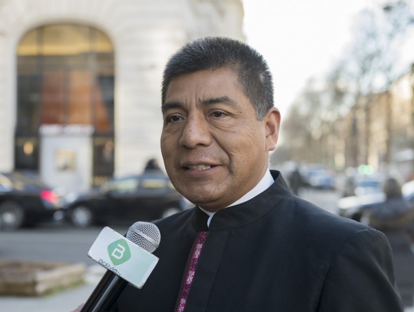 El canciller de Bolivia, Fernando Huanacuni, habló sobre el viaje a La Haya. Foto: Archivo ABI