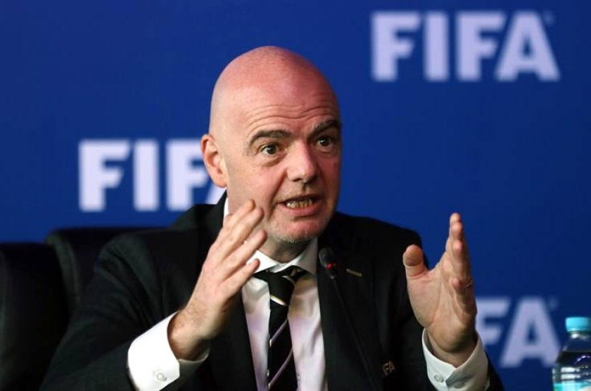 El presidente de la FIFA, Gianni Infantino, participa hoy, viernes 16 de marzo de 2018, durante una rueda de prensa. EFE