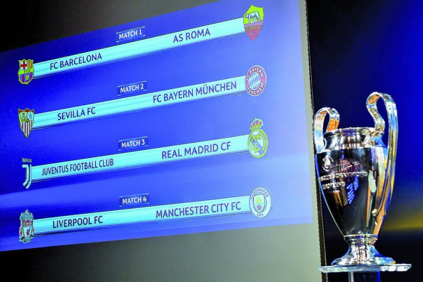Una imagen de los emparejamientos de cuartos de final de la Liga de Campeones, a jugarse el próximo mes.