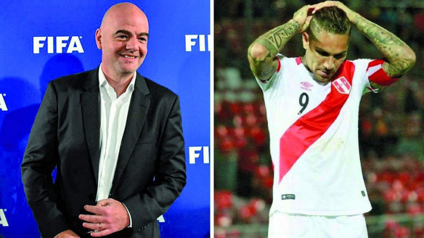 El presidente de la FIFA, Gianni Infantino (i), recibirá este lunes en Suiza al jugador peruano Paolo Guerrero.