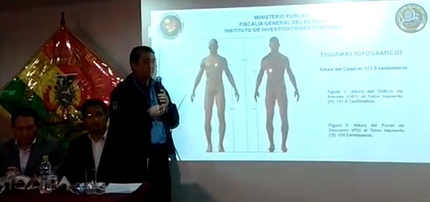 La conferencia de la Fiscalía General sobre la muerte del universitario Jonathan Quispe. FOTO: Captura video ANF