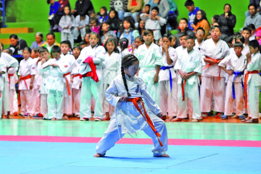 El coliseo Jorge Revilla Aldana alberga el torneo nacional infantil de karate que se extenderá hasta el domingo.
