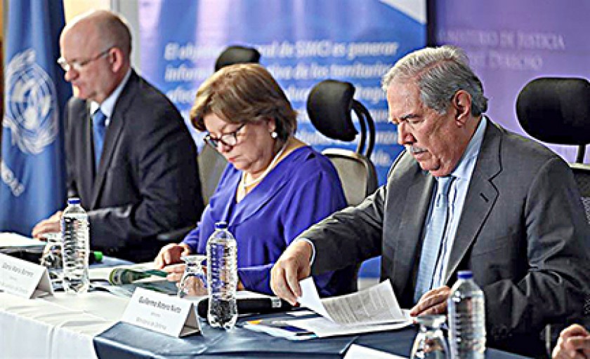 ALARMANTE. Representantes de UNODC y autoridades del Gobierno colombiano durante la presentación del informe sobre culti