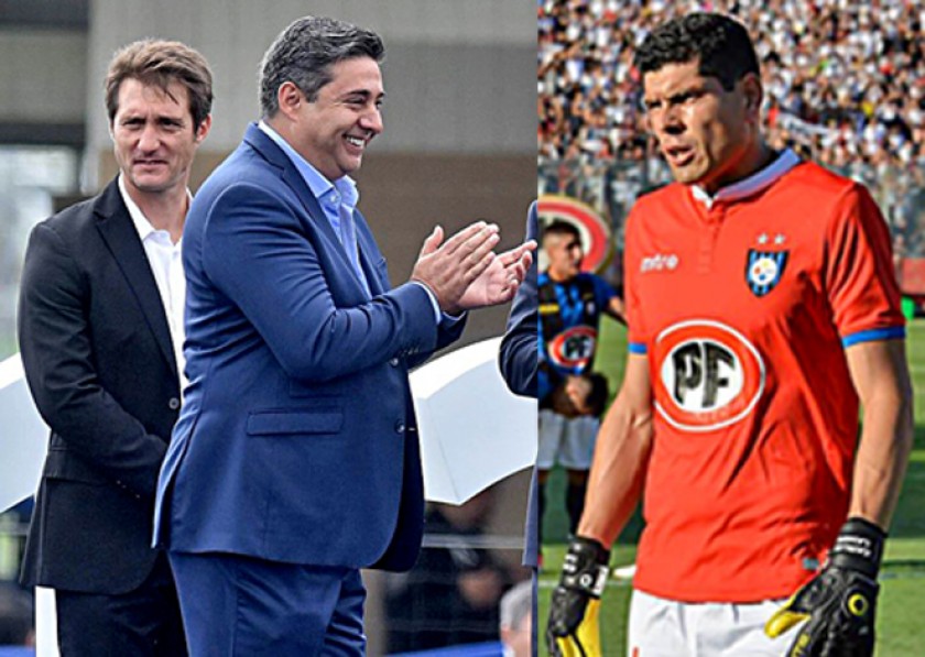 El presidente de Boca Juniors (c), Daniel Angelici, apoyó la decisión del técnico Guillermo Barros Schelotto (i) de cont