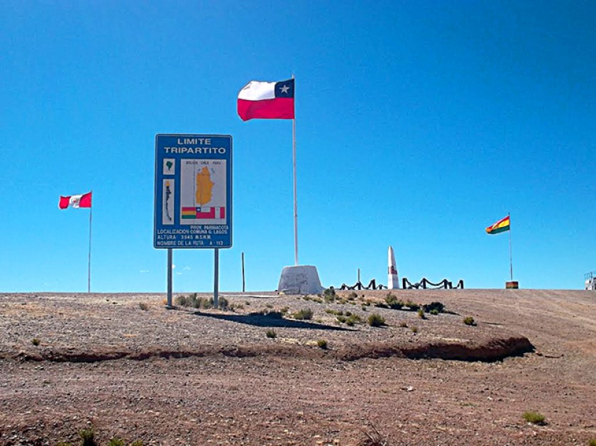LÍMITES. Vista del límite tripartito entre Chile, Perú y Bolivia, los cuales quedaron definidos en los tratados firmados