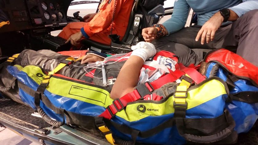 Walter Nosiglia Junior fue evacuado a bordo de un helicóptero, tras sufrir un accidente. FOTO: Team Nosiglia