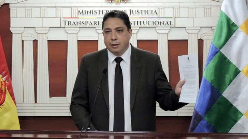 El ministro de Justicia, Héctor Arce, dio una conferencia de prensa esta mañana. FOTO: Ministerio de Justicia