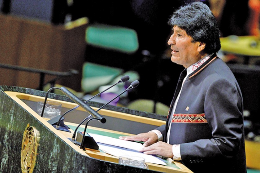 DISCURSO. El presidente Evo Morales, durante su intervención en la ONU.