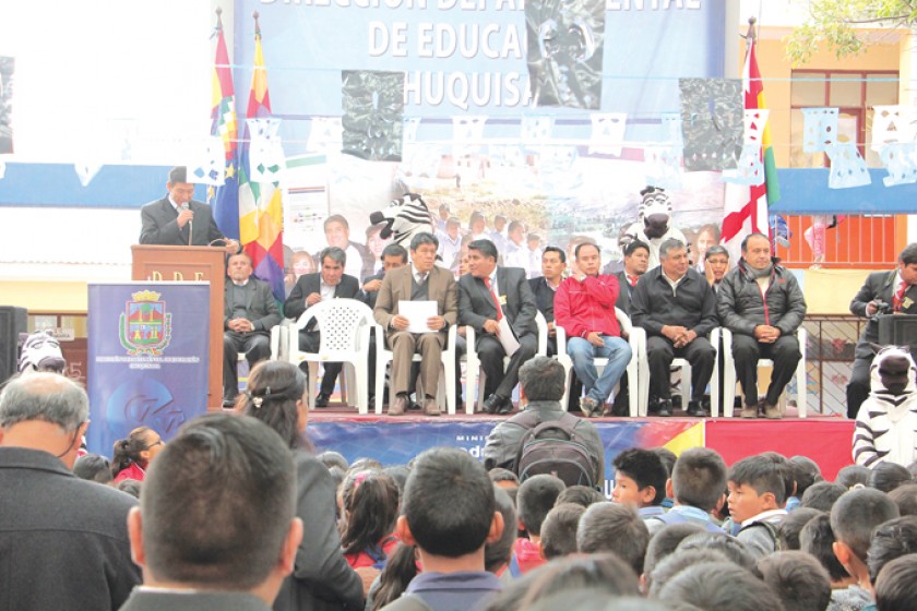 Clases. El acto de inauguración de la gestión escolar tuvo lugar ayer, en la unidad educativa Alegría.