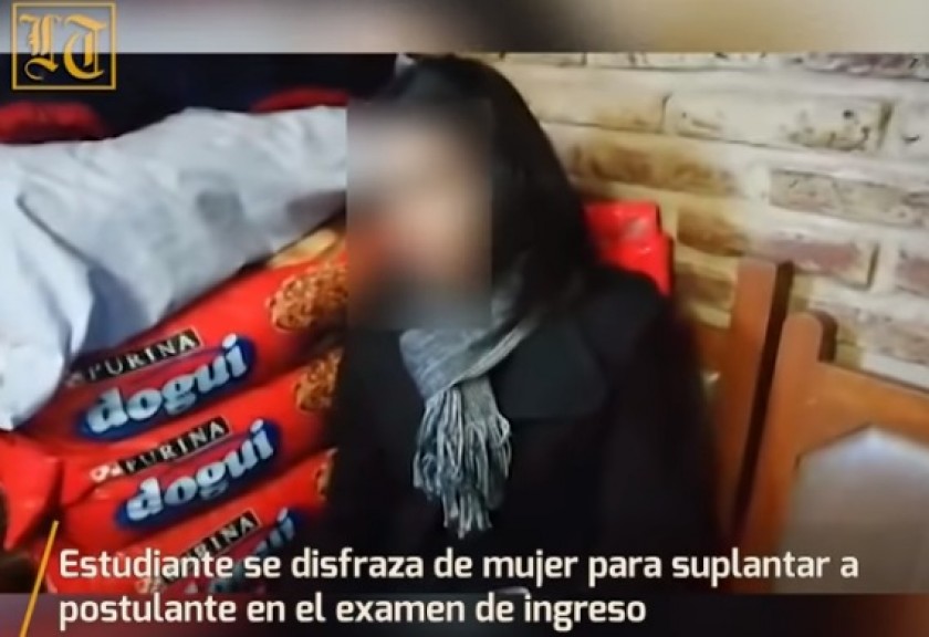 El estudiante que se hizo pasar por una mujer para suplantar a una postulante a la universidad. FOTO: Los Tiempos