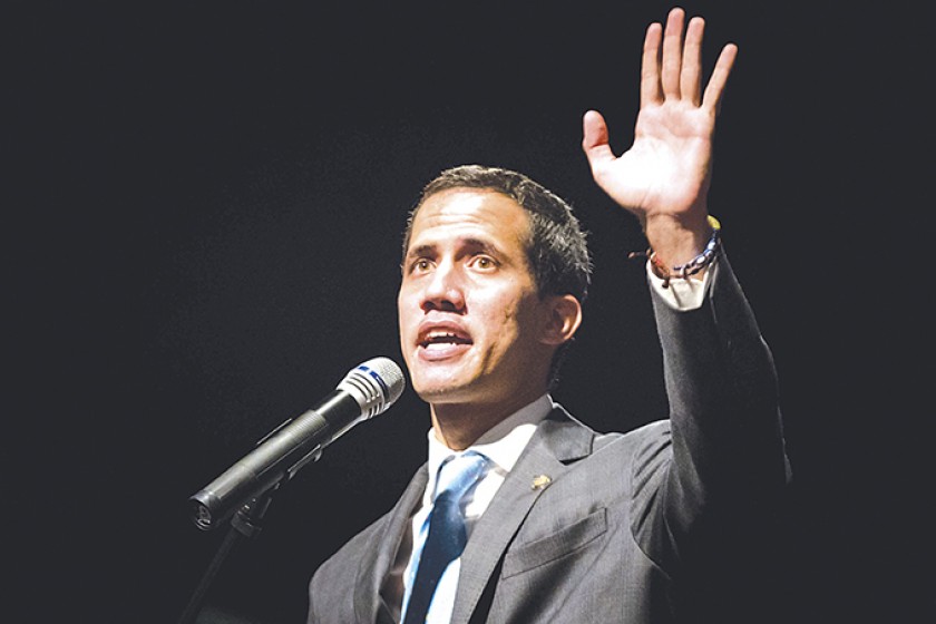 OPOSITOR. El jefe del Parlamento de Venezuela, Juan Guaidó, habla durante un acto con estudiantes de la Universidad Metr