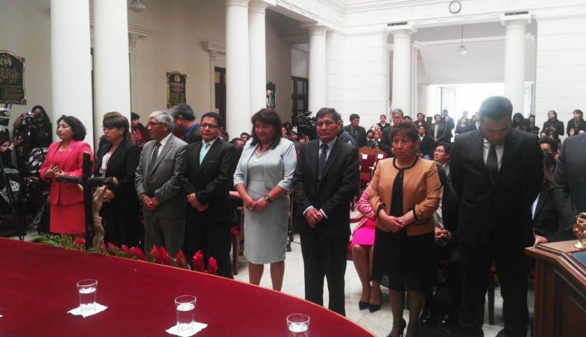 Los primeros vocales constitucionales del país fueron posesionados hoy, en Sucre. FOTO: CORREO DEL SUR
