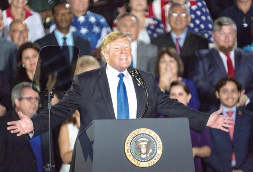 DISCURSO. El presidente de los Estados Unidos, Donald J. Trump, habla ante la comunidad venezolano-estadounidense en Mia