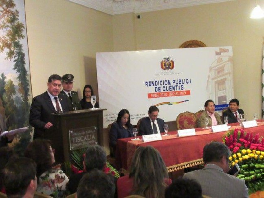 La presentación del informe de rendición de cuentas de la Fiscalía General en Sucre. FOTO: José Luis Rodríguez